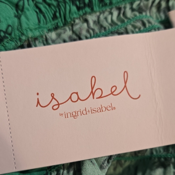 *Last Chance* Isabel Maternity by Ingrid & Isabel Green Smocked Crop Tank Top - Picture 2 of 5